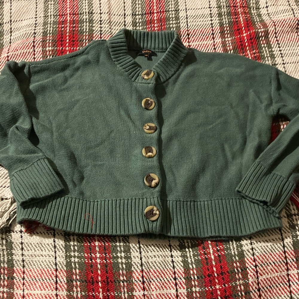 Quince 100% Organic Cotton Cropped Cardigan